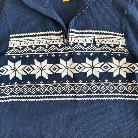Polo Ralph Lauren Boy’s Blue Snowflake Ribbed Quarter‎ Zip Pullover Sweater M - Picture 11 of 11